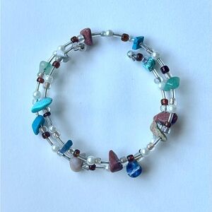Colorful Gemstone Beaded Wire Bracelet